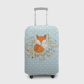 Чехол для чемодана 3D с принтом Лисичка в цветах , 86% полиэфир, 14% спандекс | двустороннее нанесение принта, прорези для ручек и колес | Тематика изображения на принте: fox | foxed | арт | лис | лиса | лисенок | лисичка | пушистик | рыжая | рыжмй хвост