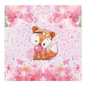 Магнитный плакат 3Х3 с принтом Милая лисичка с жвачкой , Полимерный материал с магнитным слоем | 9 деталей размером 9*9 см | fox | foxed | арт | лис | лиса | лисенок | лисичка | пушистик | рыжая | рыжмй хвост