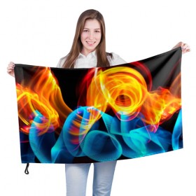 Флаг 3D с принтом ЦВЕТНОЙ ДЫМ , 100% полиэстер | плотность ткани — 95 г/м2, размер — 67 х 109 см. Принт наносится с одной стороны | fire | flame | in fire | smoke | в огне | дым | огненный | огонь | текстуры