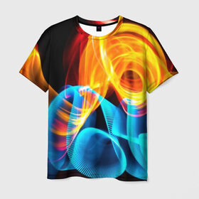 Мужская футболка 3D с принтом ЦВЕТНОЙ ДЫМ , 100% полиэфир | прямой крой, круглый вырез горловины, длина до линии бедер | Тематика изображения на принте: fire | flame | in fire | smoke | в огне | дым | огненный | огонь | текстуры