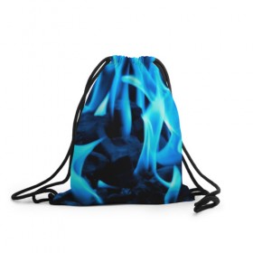 Рюкзак-мешок 3D с принтом Синий огонь , 100% полиэстер | плотность ткани — 200 г/м2, размер — 35 х 45 см; лямки — толстые шнурки, застежка на шнуровке, без карманов и подкладки | fire | flame | in fire | smoke | в огне | дым | огненный | огонь | текстуры