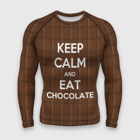 Мужской рашгард 3D с принтом Keep calm and eat chocolate ,  |  | and | call | chocolate | eat | font | inscription | keep calm | keyboard | keys | motto | slogan | text | девиз | ешь | и | клавиатура | клавиши | лозунг | надпись | призыв | сохраняйте | спокойствие | текст | шоколад | шрифт