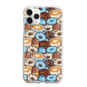 Чехол для iPhone 11 Pro матовый с принтом Пончики и кофе , Силикон |  | art | berries | blue | blueberries | brown | cake | candy | chocolate | coffee | cup | donuts | gifts | heart | painting | sweets | живопись | искусство | конфеты | коричневые | кофе | пирожное | подарки | пончики | сердце | синие | сладости | чашка | чер