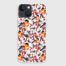 Чехол для iPhone 13 mini с принтом Снегири ,  |  | art | berries | bullfinch | cocoons | cotton | nature | painting | plants | red | watercolor | winter birds | акварель | живопись | зимние | искусство | коконы | красные | природа | птицы | растения | снегири | хлопок | ягоды