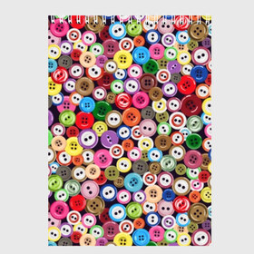 Скетчбук с принтом Пуговицы , 100% бумага
 | 48 листов, плотность листов — 100 г/м2, плотность картонной обложки — 250 г/м2. Листы скреплены сверху удобной пружинной спиралью | beautiful | buttons | different | holes | many | multi colored | round | scattering | дырки | красивые | круглые | много | пуговицы | разноцветные | разные | россыпь