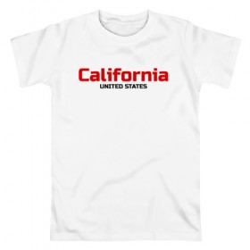 Мужская футболка хлопок с принтом USA - California , 100% хлопок | прямой крой, круглый вырез горловины, длина до линии бедер, слегка спущенное плечо. | Тематика изображения на принте: america | california | california city | california republic | usa | америка | калифорния | соединенные штаты | сша | штат