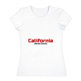 Женская футболка хлопок с принтом USA - California , 100% хлопок | прямой крой, круглый вырез горловины, длина до линии бедер, слегка спущенное плечо | america | california | california city | california republic | usa | америка | калифорния | соединенные штаты | сша | штат