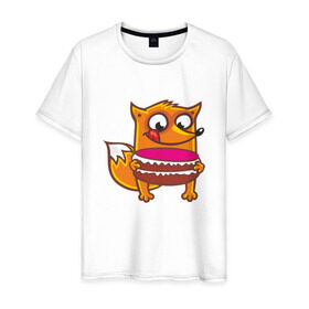 Мужская футболка хлопок с принтом Голодная лиса , 100% хлопок | прямой крой, круглый вырез горловины, длина до линии бедер, слегка спущенное плечо. | fox | foxed | арт | лис | лиса | лисенок | лисичка | пушистик | рыжая | рыжмй хвост