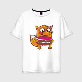 Женская футболка хлопок Oversize с принтом Голодная лиса , 100% хлопок | свободный крой, круглый ворот, спущенный рукав, длина до линии бедер
 | fox | foxed | арт | лис | лиса | лисенок | лисичка | пушистик | рыжая | рыжмй хвост