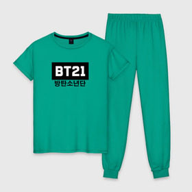 Женская пижама хлопок с принтом BTS BT21 , 100% хлопок | брюки и футболка прямого кроя, без карманов, на брюках мягкая резинка на поясе и по низу штанин | bangtan boys | bt21 | bts | bts army | bts stickers | j hope | jimin | jin | jungkook | k pop | rap monster | rapmon | suga | v | бтс | корея | стикеры bts
