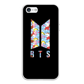 Чехол для iPhone 5/5S матовый с принтом BTS BT21 , Силикон | Область печати: задняя сторона чехла, без боковых панелей | bangtan boys | bt21 | bts | bts army | bts stickers | j hope | jimin | jin | jungkook | k pop | rap monster | rapmon | suga | v | бтс | корея | стикеры bts