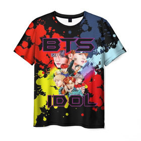 Мужская футболка 3D с принтом BTS Pop art , 100% полиэфир | прямой крой, круглый вырез горловины, длина до линии бедер | bangtan | boy | j hope | jimin | jin | jungkook | korea | luv | rm | suga | v | with | бтс | кей | поп