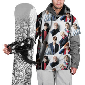 Накидка на куртку 3D с принтом BTS Collage , 100% полиэстер |  | bangtan | boy | j hope | jimin | jin | jungkook | korea | luv | rm | suga | v | with | бтс | кей | поп