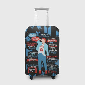 Чехол для чемодана 3D с принтом BTS J-Hope Quotes , 86% полиэфир, 14% спандекс | двустороннее нанесение принта, прорези для ручек и колес | bangtan | boy | j hope | jimin | jin | jungkook | korea | luv | rm | suga | v | with | бтс | кей | поп