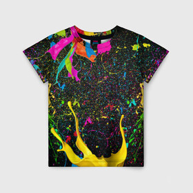 Детская футболка 3D с принтом Взрыв Красок , 100% гипоаллергенный полиэфир | прямой крой, круглый вырез горловины, длина до линии бедер, чуть спущенное плечо, ткань немного тянется | Тематика изображения на принте: 1 мая | 2019 | 2020 | neon | брызги | брызги красок | в подарок | веселая | весна | клубная | краска | краски | красочная | летняя | лето | неон | неоновые цвета | подарок | праздник | пятна краски | сочная | яркая