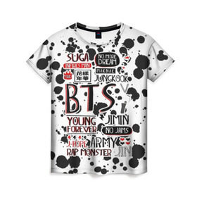 Женская футболка 3D с принтом BTS K-POP ARMY , 100% полиэфир ( синтетическое хлопкоподобное полотно) | прямой крой, круглый вырез горловины, длина до линии бедер | bangtan | boy | j hope | jimin | jin | jungkook | korea | luv | rm | suga | v | with | бтс | кей | поп