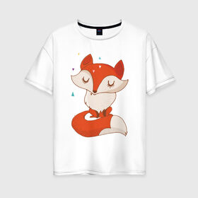 Женская футболка хлопок Oversize с принтом Лисичка , 100% хлопок | свободный крой, круглый ворот, спущенный рукав, длина до линии бедер
 | fox | foxed | арт | лис | лиса | лисенок | лисичка | пушистик | рыжая | рыжмй хвост