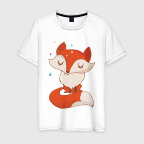 Мужская футболка хлопок с принтом Лисичка , 100% хлопок | прямой крой, круглый вырез горловины, длина до линии бедер, слегка спущенное плечо. | fox | foxed | арт | лис | лиса | лисенок | лисичка | пушистик | рыжая | рыжмй хвост