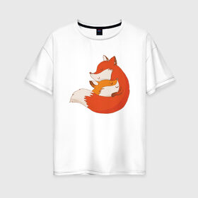 Женская футболка хлопок Oversize с принтом Лисичка , 100% хлопок | свободный крой, круглый ворот, спущенный рукав, длина до линии бедер
 | fox | foxed | арт | лис | лиса | лисенок | лисичка | пушистик | рыжая | рыжмй хвост