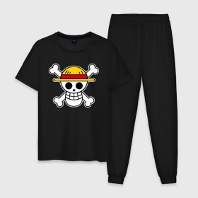 Мужская пижама хлопок с принтом One Piece , 100% хлопок | брюки и футболка прямого кроя, без карманов, на брюках мягкая резинка на поясе и по низу штанин
 | Тематика изображения на принте: monkey d. luffy | one piece | tony tony chopper | аниме | большой куш | ван пис | ванпис | манга | манки д. луффи | пираты | пираты соломенной шляпы | тони тони чоппер