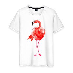 Мужская футболка хлопок с принтом Фламинго , 100% хлопок | прямой крой, круглый вырез горловины, длина до линии бедер, слегка спущенное плечо. | животные | птицы | фламинго