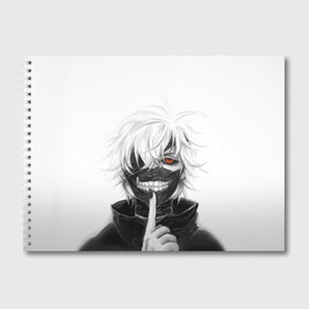 Альбом для рисования с принтом Kaneki Ken , 100% бумага
 | матовая бумага, плотность 200 мг. | Тематика изображения на принте: anteiku | ghoul | kaneki | ken | tokyo | антейку | гуль | канеки | кен | токийский