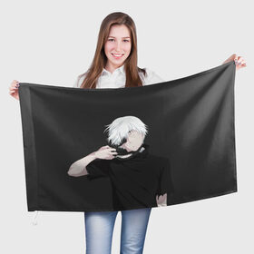 Флаг 3D с принтом Kaneki Ken , 100% полиэстер | плотность ткани — 95 г/м2, размер — 67 х 109 см. Принт наносится с одной стороны | anteiku | ghoul | kaneki | ken | tokyo | антейку | гуль | канеки | кен | токийский