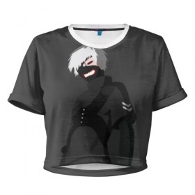 Женская футболка Cropp-top с принтом Kaneki Ken , 100% полиэстер | круглая горловина, длина футболки до линии талии, рукава с отворотами | anteiku | ghoul | kaneki | ken | tokyo | антейку | гуль | канеки | кен | токийский