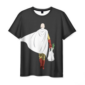 Мужская футболка 3D с принтом Saitama , 100% полиэфир | прямой крой, круглый вырез горловины, длина до линии бедер | Тематика изображения на принте: hero | man | one | one punch | punch | punch man | saitama | super | superhero | ванпанчмен | герой | сайтама | супер | супергерой