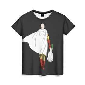 Женская футболка 3D с принтом Saitama , 100% полиэфир ( синтетическое хлопкоподобное полотно) | прямой крой, круглый вырез горловины, длина до линии бедер | hero | man | one | one punch | punch | punch man | saitama | super | superhero | ванпанчмен | герой | сайтама | супер | супергерой