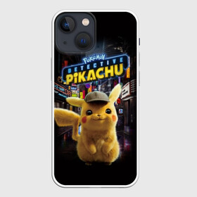 Чехол для iPhone 13 mini с принтом Pikachu Detective ,  |  | Тематика изображения на принте: anime | game | nintendo | pikachu | pokemon | аниме | детектив | игра | кино | пикачу | покемон | эш кетчум