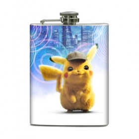 Фляга с принтом Pikachu Detective , металлический корпус | емкость 0,22 л, размер 125 х 94 мм. Виниловая наклейка запечатывается полностью | Тематика изображения на принте: anime | game | nintendo | pikachu | pokemon | аниме | детектив | игра | кино | пикачу | покемон | эш кетчум