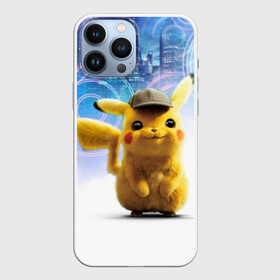 Чехол для iPhone 13 Pro Max с принтом Pikachu Detective ,  |  | Тематика изображения на принте: anime | game | nintendo | pikachu | pokemon | аниме | детектив | игра | кино | пикачу | покемон | эш кетчум