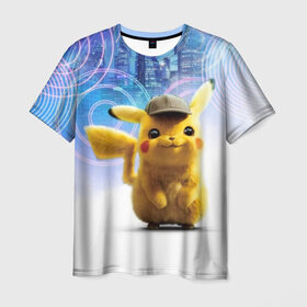 Мужская футболка 3D с принтом Pikachu Detective , 100% полиэфир | прямой крой, круглый вырез горловины, длина до линии бедер | anime | game | nintendo | pikachu | pokemon | аниме | детектив | игра | кино | пикачу | покемон | эш кетчум