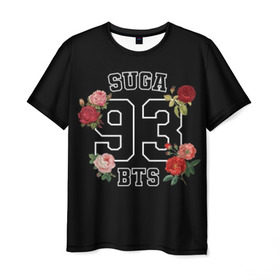 Мужская футболка 3D с принтом SUGA 93 BTS , 100% полиэфир | прямой крой, круглый вырез горловины, длина до линии бедер | bangtan | bighit | boy | fake love | j hope | jimin | jin | jungkook | korea | kpop | live | luv | mic drop | rm | suga | v | with | бтс | кей | поп