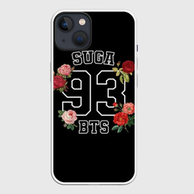 Чехол для iPhone 13 с принтом SUGA 93 BTS ,  |  | Тематика изображения на принте: bangtan | bighit | boy | fake love | j hope | jimin | jin | jungkook | korea | kpop | live | luv | mic drop | rm | suga | v | with | бтс | кей | поп