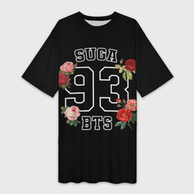 Платье-футболка 3D с принтом SUGA 93 BTS ,  |  | bangtan | bighit | boy | fake love | j hope | jimin | jin | jungkook | korea | kpop | live | luv | mic drop | rm | suga | v | with | бтс | кей | поп