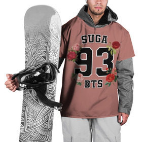 Накидка на куртку 3D с принтом SUGA 93 BTS , 100% полиэстер |  | bangtan | bighit | boy | fake love | j hope | jimin | jin | jungkook | korea | kpop | live | luv | mic drop | rm | suga | v | with | бтс | кей | поп