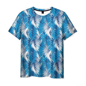 Мужская футболка 3D с принтом Гавайская с листьями , 100% полиэфир | прямой крой, круглый вырез горловины, длина до линии бедер | Тематика изображения на принте: gta | san andreas | америка | гавайи | дискотека | для отдыха | для путешествий | курортная | маями | мексика | пальмовые листья | пати | пляжная вечеринка | пляжная одежда | с пальмами | сша