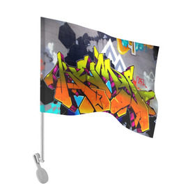 Флаг для автомобиля с принтом НЕОНОВОЕ ГРАФФИТИ , 100% полиэстер | Размер: 30*21 см | grafiti | paint | street art | urban | город | граффити | искусство | кирпичи | краски | рисунки | стена | улицы | уличное искусство