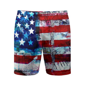 Мужские шорты 3D спортивные с принтом АМЕРИКА ,  |  | usa | абстракция | америка | американский | герб | звезды | краска | символика сша | страны | сша | флаг | штаты