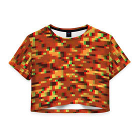 Женская футболка Cropp-top с принтом Пиксели , 100% полиэстер | круглая горловина, длина футболки до линии талии, рукава с отворотами | альтернативный камуфляж | армия | вдв | зеленый | камуфляж | пиксели | полевой | силовые структуры | текстуры | хаки