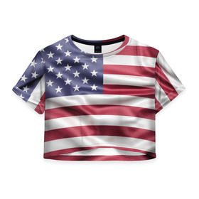 Женская футболка Cropp-top с принтом USA , 100% полиэстер | круглая горловина, длина футболки до линии талии, рукава с отворотами | usa | абстракция | америка | американский | герб | звезды | краска | символика сша | страны | сша | флаг | штаты