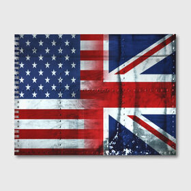 Альбом для рисования с принтом Англия&Америка , 100% бумага
 | матовая бумага, плотность 200 мг. | Тематика изображения на принте: usa | абстракция | америка | американский | герб | звезды | краска | символика сша | страны | сша | флаг | штаты