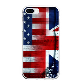 Чехол для iPhone 7Plus/8 Plus матовый с принтом Англия&Америка , Силикон | Область печати: задняя сторона чехла, без боковых панелей | usa | абстракция | америка | американский | герб | звезды | краска | символика сша | страны | сша | флаг | штаты