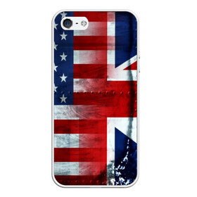Чехол для iPhone 5/5S матовый с принтом Англия&Америка , Силикон | Область печати: задняя сторона чехла, без боковых панелей | usa | абстракция | америка | американский | герб | звезды | краска | символика сша | страны | сша | флаг | штаты