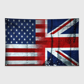 Флаг-баннер с принтом Англия&Америка , 100% полиэстер | размер 67 х 109 см, плотность ткани — 95 г/м2; по краям флага есть четыре люверса для крепления | usa | абстракция | америка | американский | герб | звезды | краска | символика сша | страны | сша | флаг | штаты