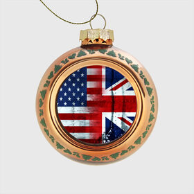 Стеклянный ёлочный шар с принтом Англия&Америка , Стекло | Диаметр: 80 мм | usa | абстракция | америка | американский | герб | звезды | краска | символика сша | страны | сша | флаг | штаты