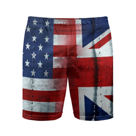 Мужские шорты спортивные с принтом Англия&Америка ,  |  | Тематика изображения на принте: usa | абстракция | америка | американский | герб | звезды | краска | символика сша | страны | сша | флаг | штаты