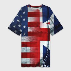 Платье-футболка 3D с принтом АнглияАмерика ,  |  | usa | абстракция | америка | американский | герб | звезды | краска | символика сша | страны | сша | флаг | штаты
